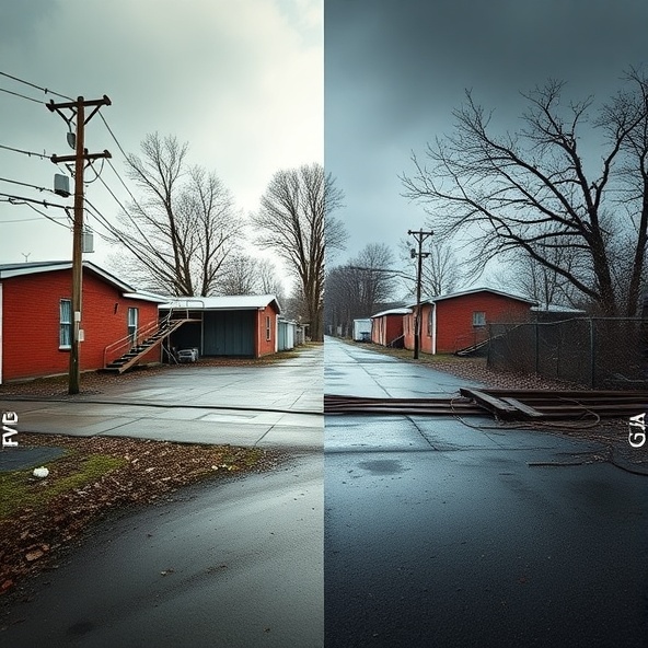 A split image showing a before-and-after scenario of a contaminated site, visually representing the financial implications of asbestos removal.